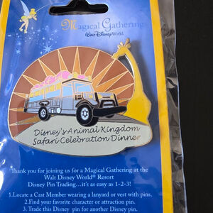 Disney Animal Kingdom Safari Celebration Dinner Pin Gold Blue One Size